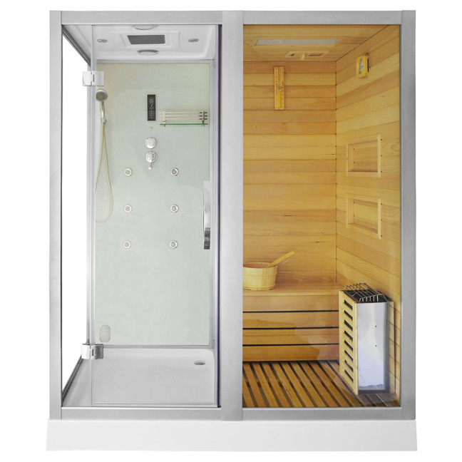 MO-1752W RIGHT TRIO, dry sauna, steam sauna and shower cabin 180X110X223CM | Thermo Wood | Modern Design