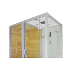 MO-1752W LEFT TRIO corner, dry sauna, steam sauna and shower cabin 180X110X223CM | Natural Wood | Scandinavian Style
