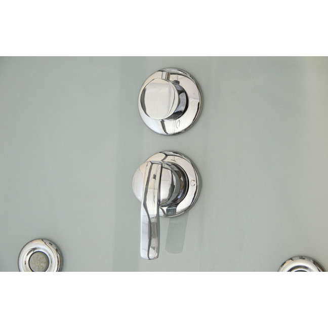 MO-1752W LEFT TRIO corner, dry sauna, steam sauna and shower cabin 180X110X223CM | Natural Wood | Scandinavian Style