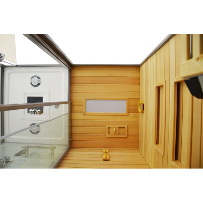 MO-1752W RIGHT TRIO, dry sauna, steam sauna and shower cabin 180X110X223CM | Thermo Wood | Modern Design