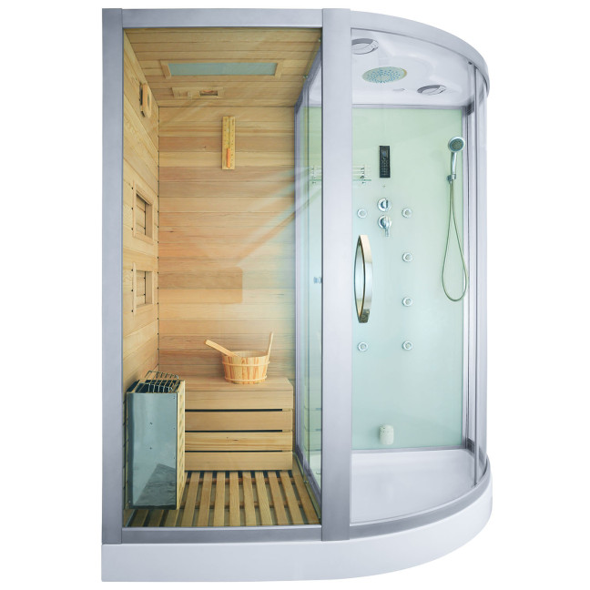 MO-1751W LEWA TRIO, dry sauna, steam sauna and shower cabin 180X110X223CM | Elegant Minimalism | Luxury Relaxation