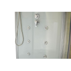 MO-1752W LEFT TRIO corner, dry sauna, steam sauna and shower cabin 180X110X223CM | Natural Wood | Scandinavian Style