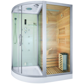 MO-1751W RIGHT TRIO, dry sauna, steam sauna and shower cabin 180X110X223CM | Ready to Assemble | Luxury Relaxation