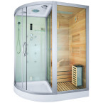 MO-1751W RIGHT TRIO, dry sauna, steam sauna and shower cabin 180X110X223CM | Ready to Assemble | Luxury Relaxation