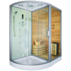 MO-1751W RIGHT TRIO, dry sauna, steam sauna and shower cabin 180X110X223CM | Ready to Assemble | Luxury Relaxation