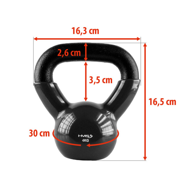 Black Kettlebell Cast Iron Vinyl Coated HMS