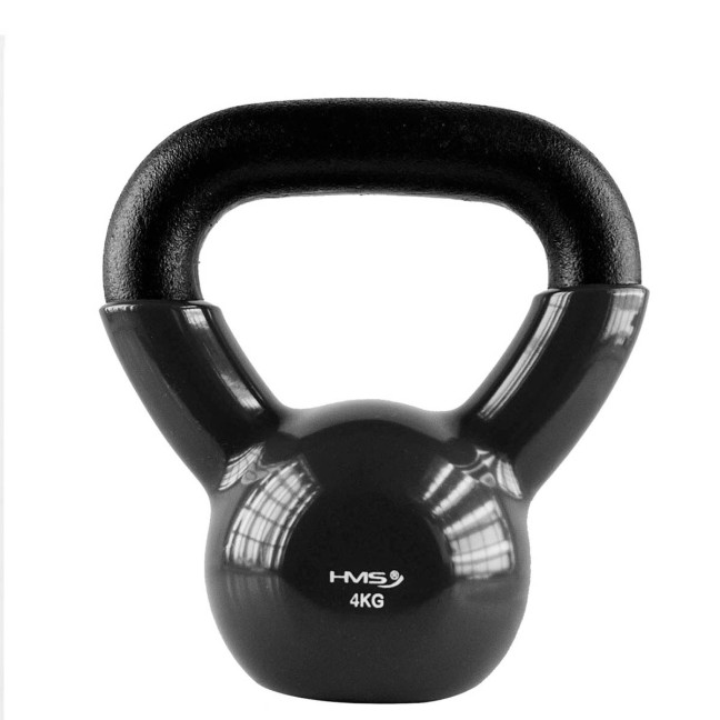 Black Kettlebell Cast Iron Vinyl Coated HMS