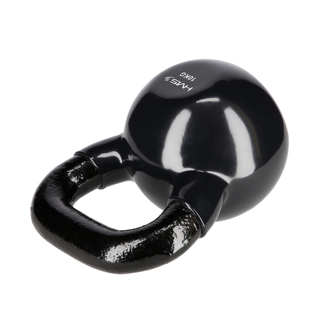 Black Kettlebell Cast Iron Vinyl Coated HMS