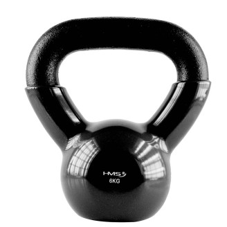 Black Kettlebell Cast Iron Vinyl Coated HMS