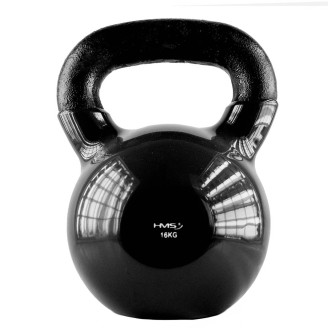 Black Kettlebell Cast Iron Vinyl Coated HMS