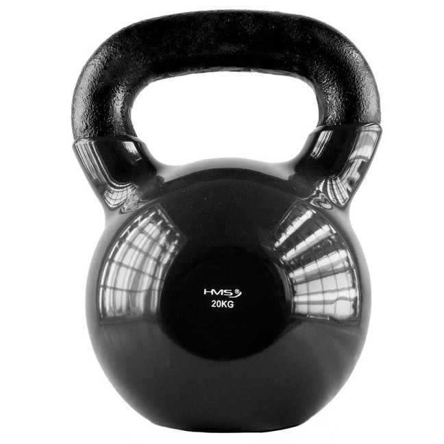 Black Kettlebell Cast Iron Vinyl Coated HMS