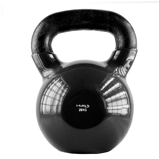 Black Kettlebell Cast Iron Vinyl Coated HMS