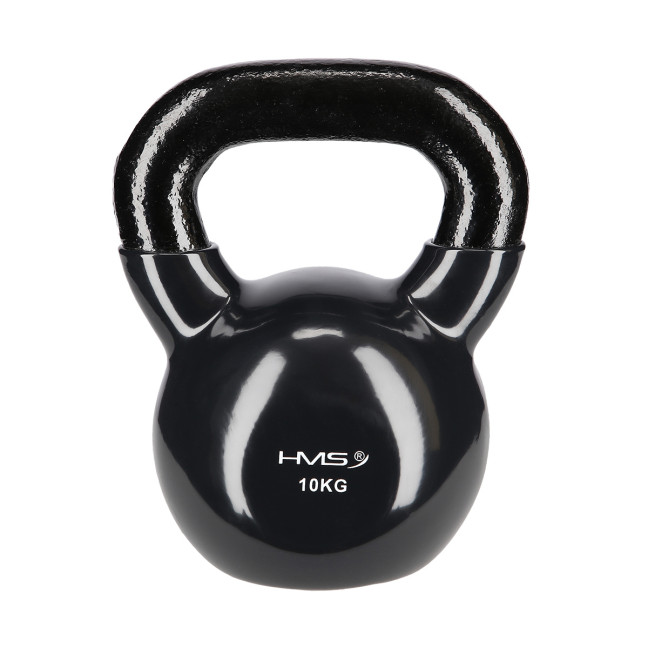 Black Kettlebell Cast Iron Vinyl Coated HMS