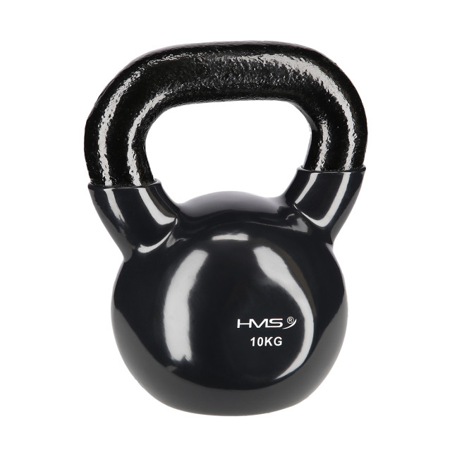 Black Kettlebell Cast Iron Vinyl Coated HMS