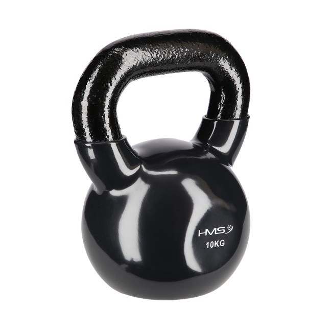 Black Kettlebell Cast Iron Vinyl Coated HMS