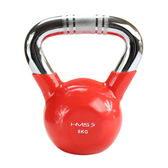 Red Handle Chrome Knurled Kettlebell Cast Iron HMS