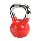 Red Handle Chrome Knurled Kettlebell Cast Iron HMS