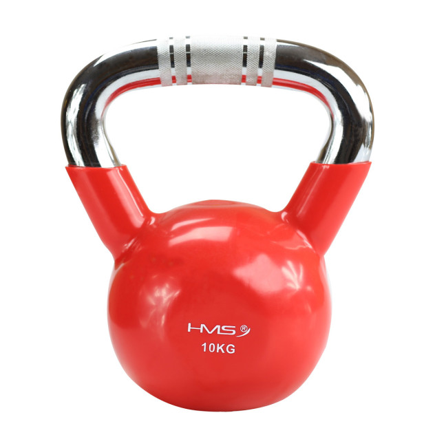 Red Handle Chrome Knurled Kettlebell Cast Iron HMS