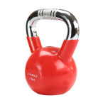 Red Handle Chrome Knurled Kettlebell Cast Iron HMS