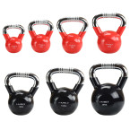 Red Handle Chrome Knurled Kettlebell Cast Iron HMS