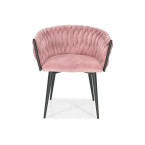 ROSA braided glamor chair - black and powder pink