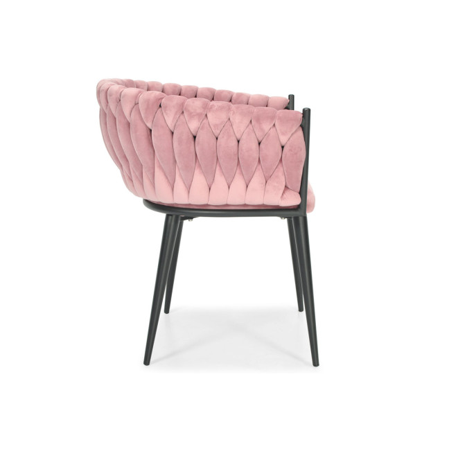 ROSA braided glamor chair - black and powder pink