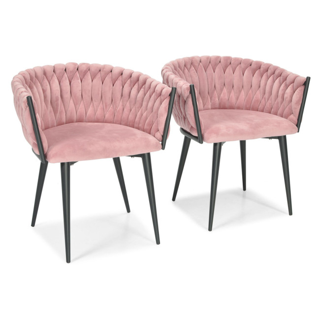 ROSA braided glamor chair - black and powder pink