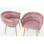ROSA braided glamor chair - black and powder pink