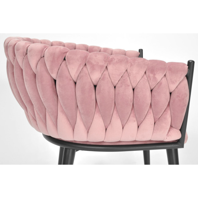ROSA braided glamor chair - black and powder pink