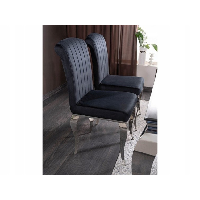 PRINCE VELVET chair Chrome/Black