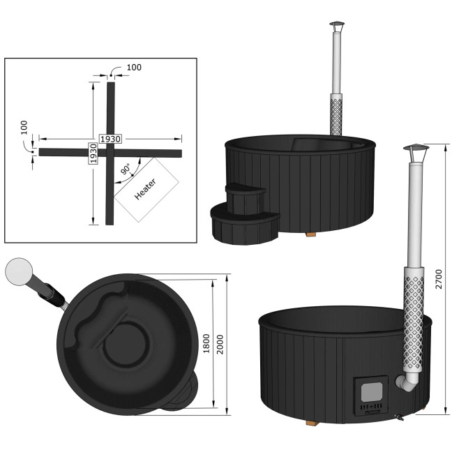 DeLux 200 Hot Tub - Luxurious Outdoor Spa BLACK