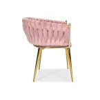 ROSA braided glamor chair - black and powder pink