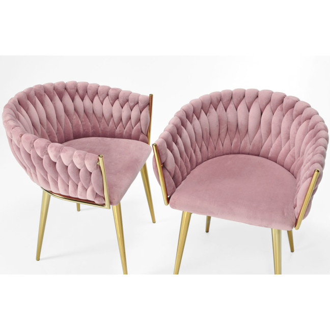 ROSA braided glamor chair - black and powder pink