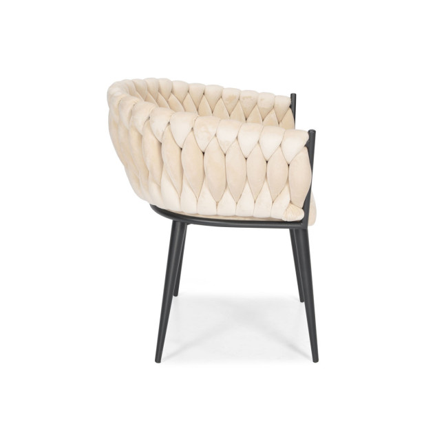 ROSA braided glamor chair - black and powder pink