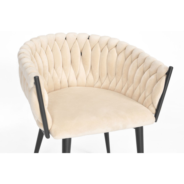 ROSA braided glamor chair - black and powder pink