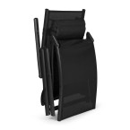 Folding Beach Garden Lounger | Lounger with headrest for patio balcony Black/Grey | Garden furniture, relaxation, modern style