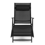 Folding Beach Garden Lounger | Lounger with headrest for patio balcony Black/Grey | Garden furniture, relaxation, modern style