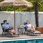 Folding Beach Garden Lounger | Lounger with headrest for patio balcony Black/Grey | Garden furniture, relaxation, modern style