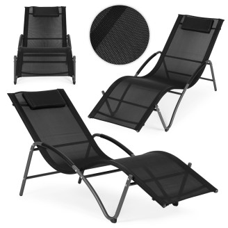 Garden Lounger with Headrest | Lounger for Balcony Patio Black | Garden furniture, relaxation, modern style