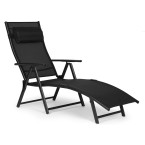 Folding Beach Garden Lounger | Lounger with headrest for patio balcony Black/Grey | Garden furniture, relaxation, modern style