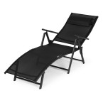 Folding Beach Garden Lounger | Lounger with headrest for patio balcony Black/Grey | Garden furniture, relaxation, modern style