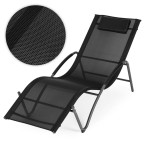Garden Lounger with Headrest | Lounger for Balcony Patio Black | Garden furniture, relaxation, modern style