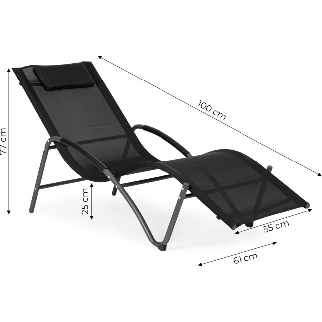 Garden Lounger with Headrest | Lounger for Balcony Patio Black | Garden furniture, relaxation, modern style