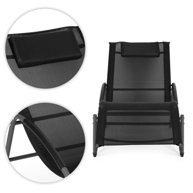 Garden Lounger with Headrest | Lounger for Balcony Patio Black | Garden furniture, relaxation, modern style