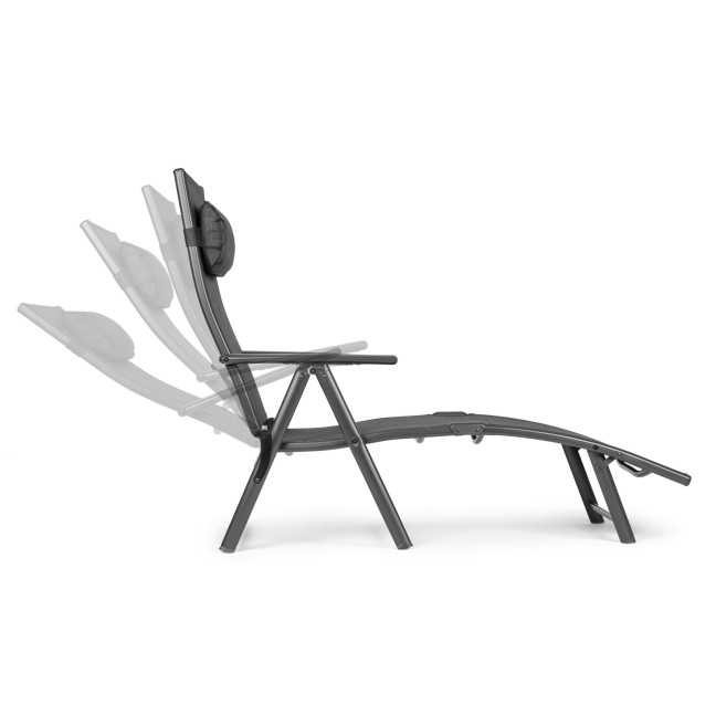 Folding Beach Garden Lounger | Lounger with headrest for patio balcony Black/Grey | Garden furniture, relaxation, modern style