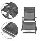 Folding Beach Garden Lounger | Lounger with headrest for patio balcony Black/Grey | Garden furniture, relaxation, modern style