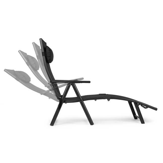 Folding Beach Garden Lounger | Lounger with headrest for patio balcony Black/Grey | Garden furniture, relaxation, modern style
