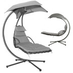 MultiGarden Hammock Lounger with Canopy - Grey | Garden hammock on a stand, outdoor relaxation