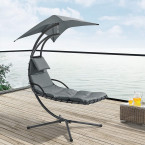 MultiGarden Hammock Lounger with Canopy - Grey | Garden hammock on a stand, outdoor relaxation