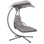 MultiGarden Hammock Lounger with Canopy - Grey | Garden hammock on a stand, outdoor relaxation